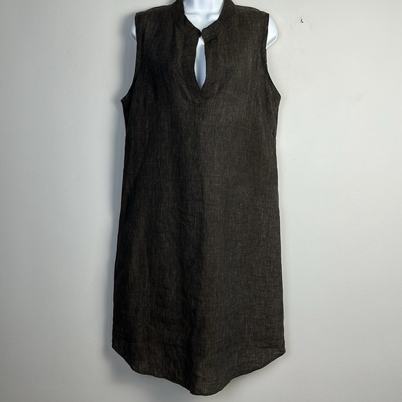 Nuthatch 100% Linen Sleeveless Mandarin Collar Shirt Dress Size M Made in  Maine
